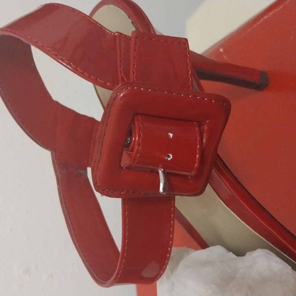 ANN Marino open toe Ankle Strap W/big buckle.Patent Leather. 4"Heels. - Picture 4 of 7